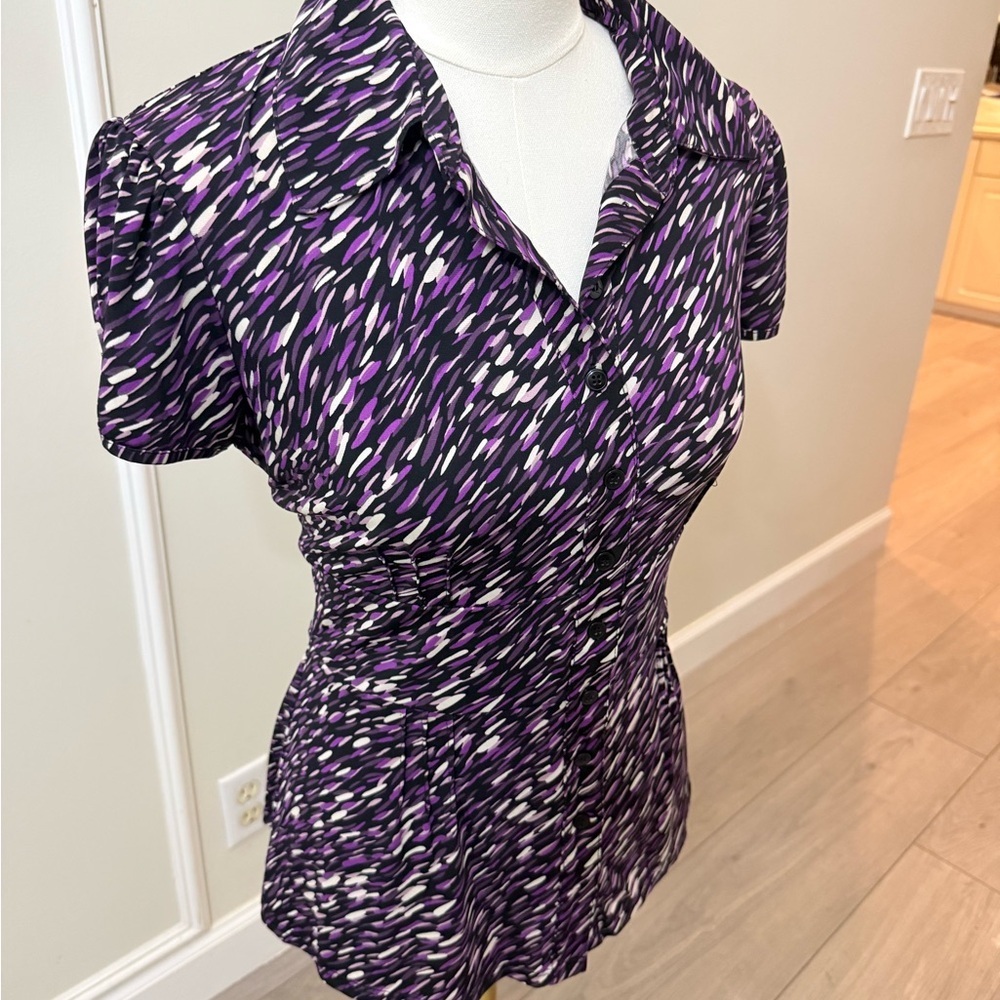 INC International Concepts Purple and Black Women's Blouse - Picture 3 of 7